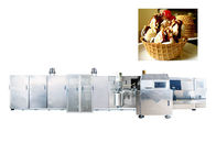 Tamamen Antomatik Rulo Şeker Koni Üretim Hattı / Dökme Demir Pişirme Plakaları ile Endüstriyel Dondurma Makinesi
