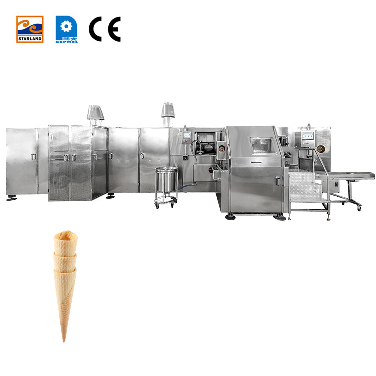 Gaz tüketimi 9-10 Kg/Saat Otomatik Barquillo Konus Üretim hattı 55 fırın tabakası ile